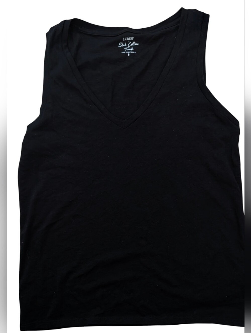 J. Crew Slub Cotton Tank Top Basic Black Relaxed V-Neck Layering Tee